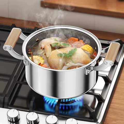316 Stainless Steel Soup Pot Honeycomb Non-stick Pot with lid Household Hot Pot Induction Cooker Gas Stove Universal Frying Pan 10 best sales hot pot stainless steel - №9