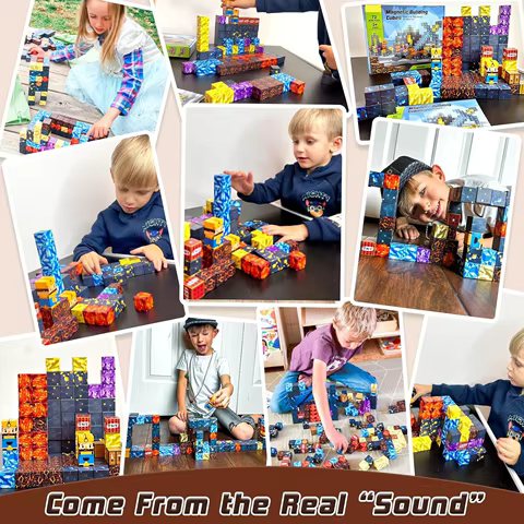 Magnetic Building Blocks Stacking Construction Set STEM Sensory Toys for Mine World Kids Boys Girls Ages 3+ DIY Magnet Cube Gift 8 best sales lego jurassic world sets - №3