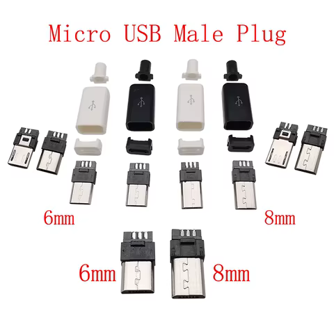 10Pcs USB Connectors Type C / Micro / USB 2.0 Type A Male Female Assembly Adapter DIY Soldering Repair Data Charging Plug Socket 10 best sales plug micro usb - №5