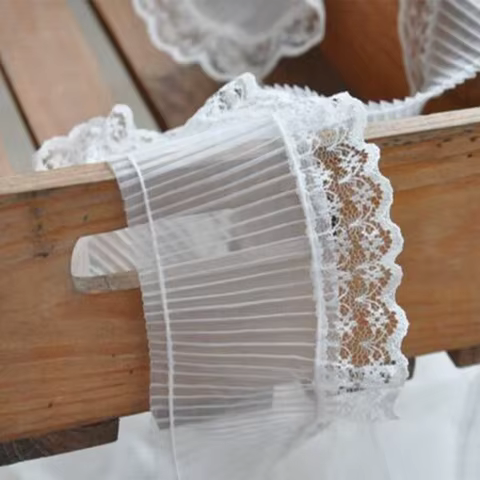 7CM Wide HOT Embroidery White 3D Flower Lace Tabric Trim Ribbon DIY Sewing Applique Collar Fringe Craft Wedding Dress Accessory 10 best sales denim trim - №2