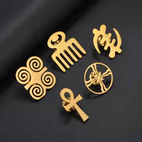 Anniyo 1Piece African Traditional Cultural Symbols Ancient Egypt Brooch Guafe Gye Dwennimen Ankh Assyrian Flag Ashur #000162 8 best sales assyrian flag - №1