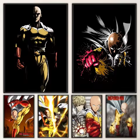 O-One P-Punch Man Anime Poster Prints Poster Wall Painting Bedroom Living Room Wall Bar Restaurant 8 best sales one punch man poster - №1
