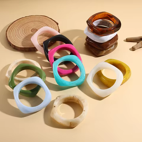 Vintage Coloful Irregular Acrylic Resin Chunky Bangles for Women Kpop Geometric Charm Bangles Bracelets Retro Jewelry Pulseras 10 best sales kpop bracelet - №6