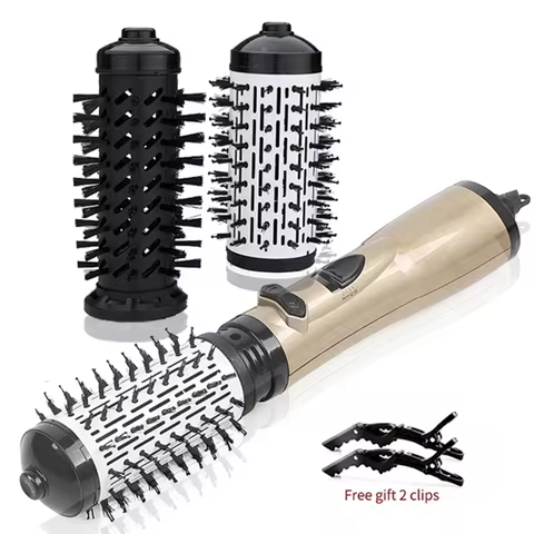 2 Replaceable Head 360 Rotating AirFlow Hot Air Brush Hair Straightener Curler Iron Volumizer Blowers Electric Hair Dryer Comb 8 best sales dryer brush - №2