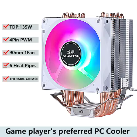 PC Air-Cooled Radiator CPU Cooling Fan 2/4/6 Heat Pipe Cooler Installing LGA2011 x79 x99 E5 2066 2099 115x 1200 1700 i5 i7 AMD 12 best sales graphic card cooler - №12