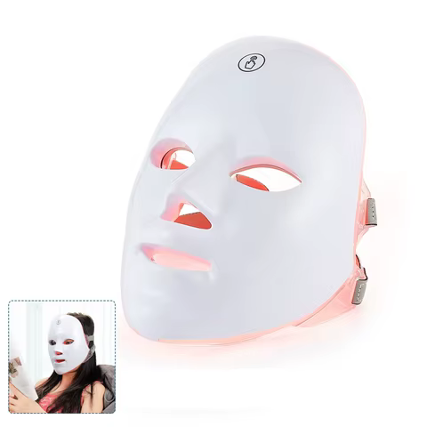Wireless 7 Colors LED Face Beauty Machine Photon Facial Neck Skin Tighten Rejuvenation Facial Neck Mask 8 best sales led face light mask - №2