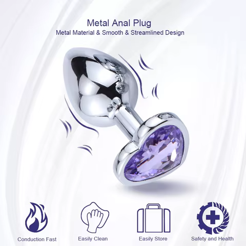 Anal Plug Heart 3 Sizes Stainless Steel Crystal Anal Plug Removable Butt Plug Stimulator Anal Sex Toys Prostate Massager Dildo 12 best sales 1 m dildo - №1