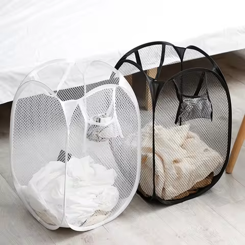 Dirty Clothes Basket Skeleton Ventilated Foldable Easy Storage Portable Large Capacity Clothes Basket 10 best sales garbage pail kids figure - №3