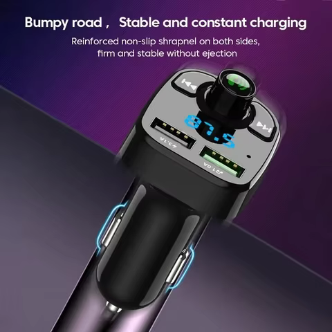 LED MP3 Car Bluetooth FM Hands-Free Bluetooth-compaitable 5.0 Transmitter 3.1A QC3.0 PD Type C Dual USB Car Charger 10 best sales usb type c wireless adapter - №7