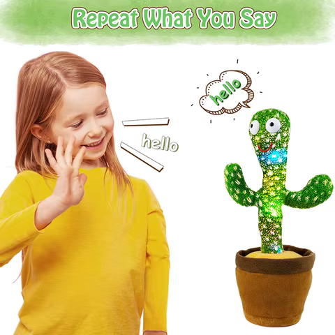Dancing Cactus 120 Song Speaker Talking Usb Battery Voice Repeat Plush Cactu Dancer Toy Talk Plushie Stuffed Toys For Kids Gift 8 best sales cactus dancing toy - №1