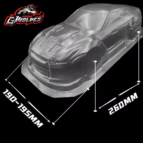 1/10 GTR R35 PVC Transparent clean no painted RC body shell 195mm Width drift Lampshade tail for hsp hpi traxxas Tamiya D5s mst 10 best sales traxxas body - №2