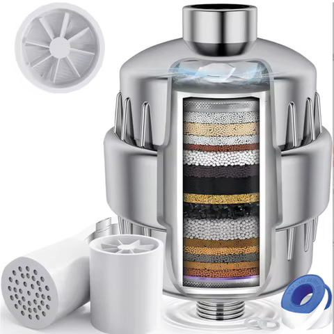 15-20 Stages High Output Shower Water Activated Carbon Filter Remove Chlorine Heavy Metals Filtered Showers Headhower Head Softe 10 best sales mineral filter - №2