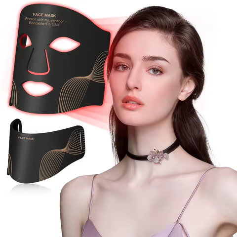 7 Color LED Face Mask with Neck - Wireless Portable Red Light Therapy for Anti-Aging, Wrinkles, Skin Rejuvenation, Home Use 8 best sales led face light mask - №7