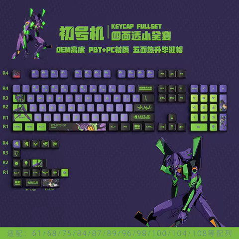 New Eva Rebuild Of Evangelion Anime Figure Four Sided Side Transparent Pbt Thermal Sublimation Transparent Crystal Key Cap Gift 10 best sales pc evangelion - №6