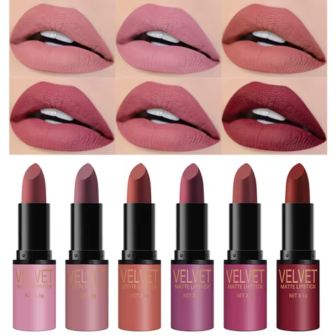 Langmanni matte lipstick set with matte finish, waterproof and not easy to stick to cups, 6-color gift box lipstick set 12 best sales lipstick set box - №12