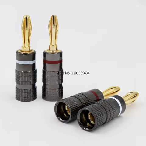 4pcs New Gun Metal BANANA PLUGS 24K Gold-plated 4MM Banana Connector with Screw Lock For Audio Jack Speaker Plugs White&Red 10 best sales banana hifi - №6