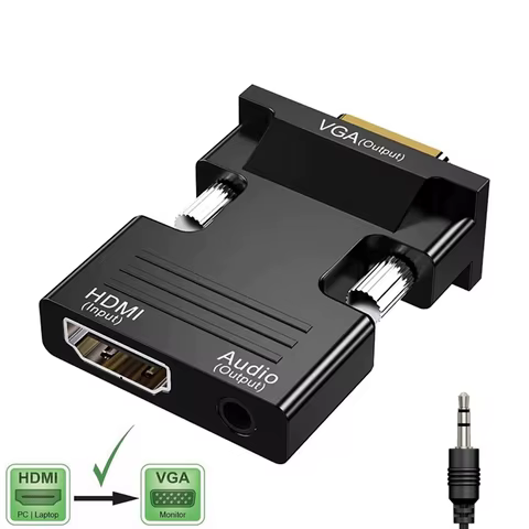 HDMI-compatible Female To VGA Male Converter with 3.5mm Audio Cable for PS4 Monitor Projector PC Laptop 1080P HD To VGA Adapt 12 best sales 2 male 1 female 3.5mm - №8