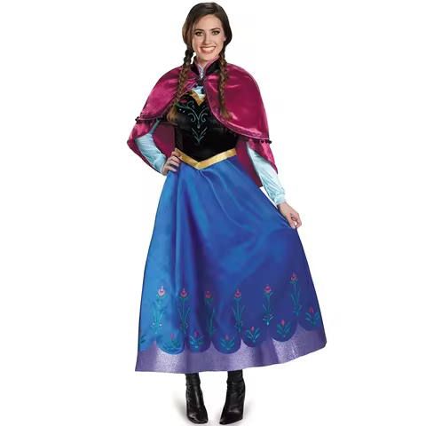 Frozen Anna Princess Long Dress Halloween Adults Snow Queen Elsa Cosplay Costume Fairy Tale Party Fancy Dresses 10 best sales disney adult costumes - №7