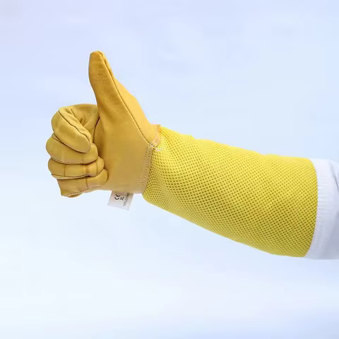 1 Pair Beekeeping Gloves Sting Sheepskin Long Gloves For Beekeepers Beekeeping ToolsProtective Sleeves Mesh Breathable Anti Bee 12 best sales beekeeper tools - №4