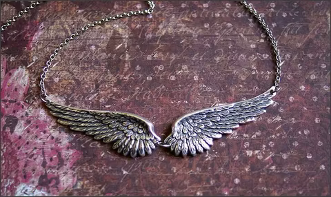 Vintage Angel Wings Feather Choker Big Pendant Aesthetic Link Chains Statement Necklace for Women Collar Bib Wedding Tribal Gift 8 best sales angel accessories - №6