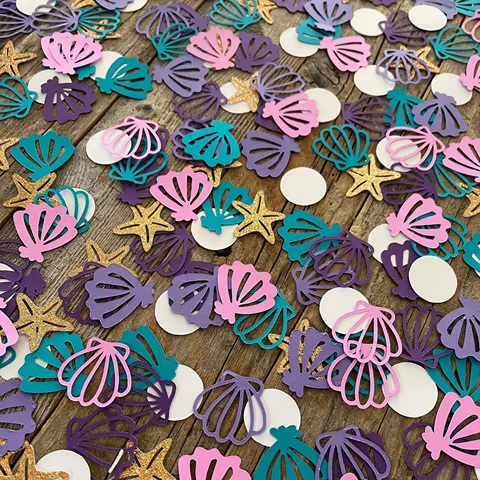 100pcs Mermaid Themed Party Confetti Shell Starfish PearlConfetti DIY Decorative Items For Throwing On The Birthday Wedding T 12 best sales confetti wedding - №11