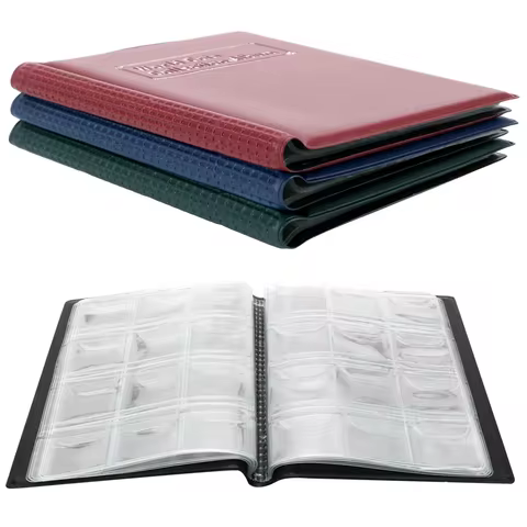 HWZXYXGS 120/60 Pockets Artificial PU Leather Coins Collection Album Book Collecting Money Organizer Storage Bags PVC Film 12 best sales album coin - №2