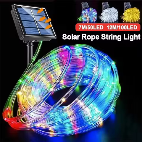 LED Solar String Lights Garden Waterproof Tube Rope Lamp Christmas Garland Fairy Lights For Outdoor Holiday Decoration Lighting 8 best sales large outdoor christmas decorations - №4
