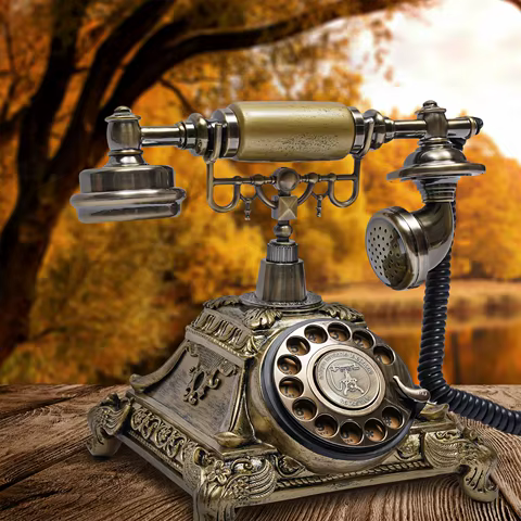 Gold Antique Telephone Desk Phone European Style Old Fashioned Rotary Dial Phone Vintage Handset Old Telephone 12 best sales vintage telephone - №9