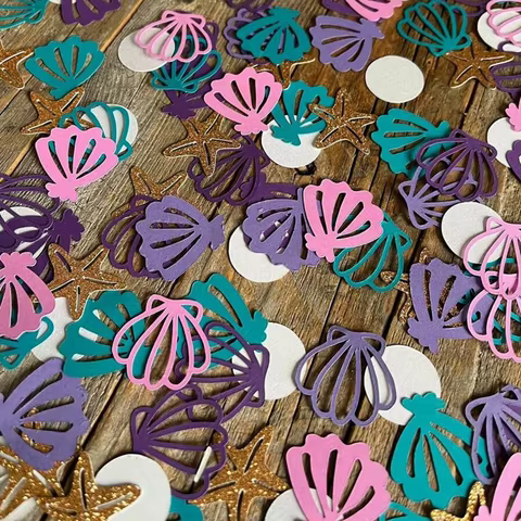 100pcs Mermaid Themed Party Confetti Shell Starfish PearlConfetti DIY Decorative Items For Throwing On The Birthday Wedding T 12 best sales confetti wedding - №11