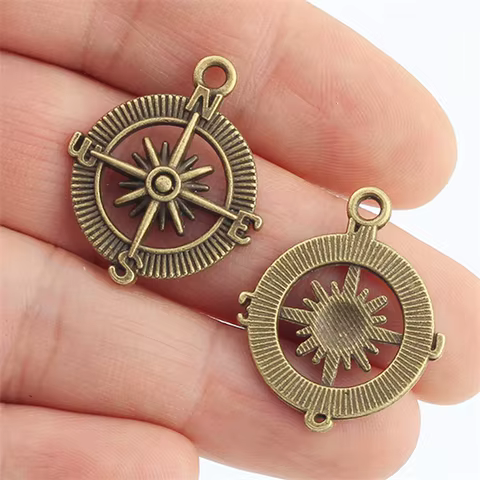 7pcs 29X25mm Antique Bronze Silver KC Gold Plated Charms Bracelet Necklace Pendant Classic Compass A263 10 best sales compass charm - №5