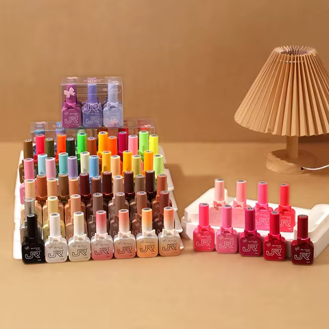 JR 9pcs 15ml gel nail polish set Including Red Pink Nude Gel Polish Kit UV LED Soak Off Polish Home DIY top coat base coat gifts 10 best sales mate kit - №1
