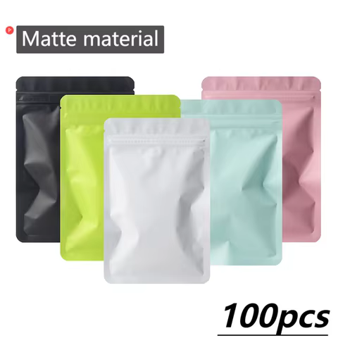 100pcs double-sided same color frosted material flat bottom Mylar bags waterproof heat sealing aluminum foil plastic zipper bags 6 best sales foil bag - №6