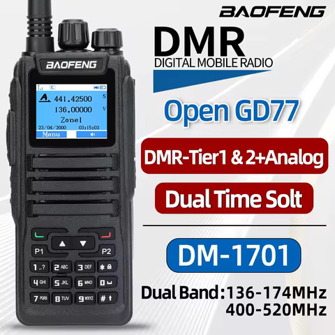 Baofeng DMR DM 1701 Digital Walkie Talkie Dual Mode Analog Two Way Radio Open GD77 Dual Time Slot Tier 1+2 Ham Radio DR 1801 10 best sales 1701 baofeng - №1