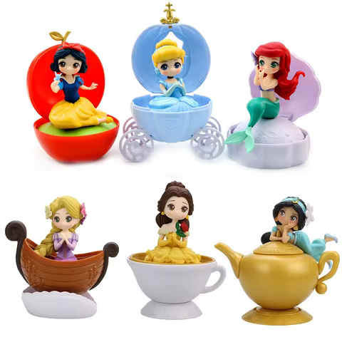 3Pcs/Set Princess Figures Snow White Ariel Cinderella Twisted Egg Toy Model Doll Belle Rapunzel Jasmine Ball Figurines Kids Gift 10 best sales beauty and the beast figurines - №8