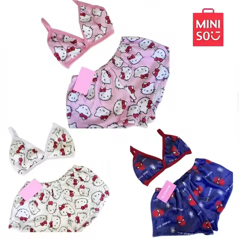 Miniso Sanrio Hello Kitty Loose Ladies Pajama Two-Piece Women Cartoon Sleep Bottoms Lounge Home Wear Summer Beachwear Women Suit 12 best sales sanrio pjs - №6