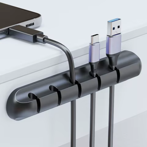 Adhesive Cable Holder Clips Cord Management Wire Organizer for Desktop USB Charging Cable Nightstand Power Cord Mouse Cable 10 best sales cord hider - №10