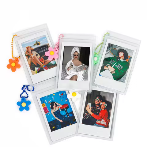 5pcs/set 3-inch Film Clear Photo Storage Box Instant Camera Photo Case for Fujifilm Instax Mini 12/11/9/8/7 with Strap 8 best sales instax mini 11 case - №4