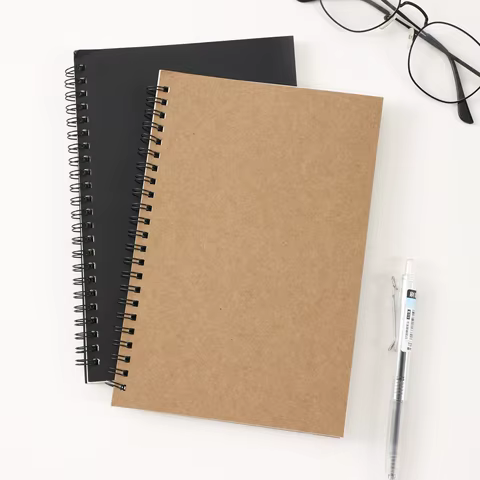 1 Book Retro Spiral Coil Kraft Paper Notebook Sketchbook Painting Diary Drawing Painting Graffiti Office School Stationery 10 best sales notes book - №5
