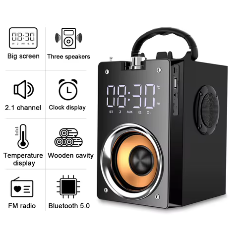 Super Bass Bluetooth Speakers Portable Column ,High Power 3D Stereo Subwoofer Music Center Support AUX TF FM Radio HIFI BoomBox 10 best sales gigaworks t3 volume - №5