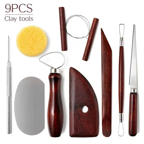 9/15Pcs DIY Art Pottery Clay Sculpting Tools Polymer Clay Double Ended Wood Carving Clay Modelling Tool DIY Modelling Embossing 10 best sales wood clay - №10