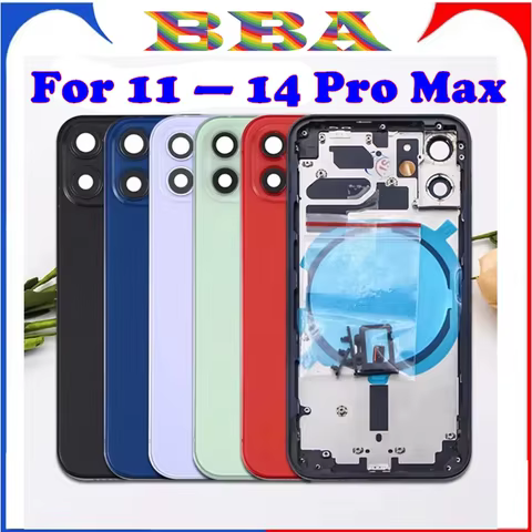 1pcs Unibody Glass Door Chassis For iphone 11 12 13 14 Pro Max Replacement Back Housing with Middle Frame Back Cover Glass Case 12 best sales iphone 12 housing replacement - №12
