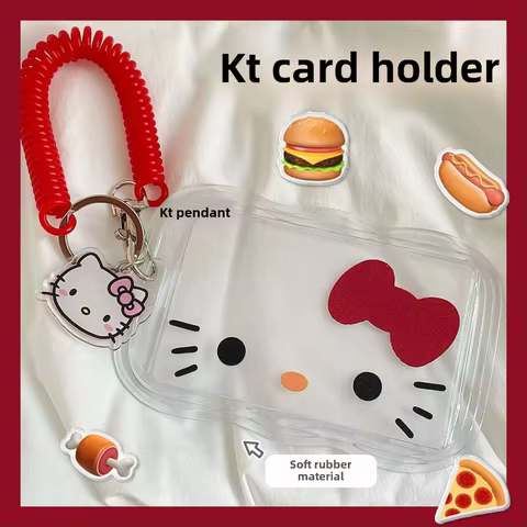 Kawaii Cartoon Hello Kitty Card Holder Cute KT Cat ID Card Student Card Holder Girls Keychain Bus Card Holder Gifts 8 best sales dijes hello kitty - №4