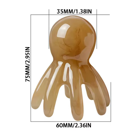 Resin Octopus Massage Comb Head Meridian Scraping Scalp Massager Tool Portable 8-Prong Head SPA Massage Comb For Anti Fatigue 6 best sales lymph - №6
