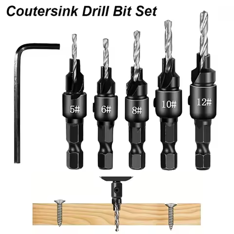 Adjustable Countersink Drill Bit Set for Woodworking, Chamfer Drilling Tool with Pilot Counter Sink Holes 12 best sales house kitchen - №12