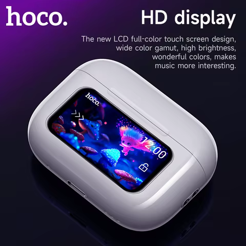 HOCO EW72 Wirelss Bluetooth 5.4 ANC Noise Reduction Earphone With LED Full Touch Smart Screen Charging Box Music Sports Earbuds 6 best sales hoco - №4