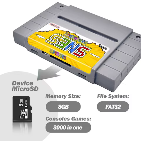 3000 in 1 V12 SNES Game Card With 8GB TF Card SFC Game Cartridge For SFC Super Famicom US Game Console Game Accessories 10 best sales famicom nes - №1