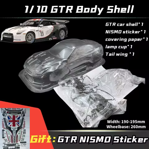 1/10 GTR R35 PVC Transparent clean no painted RC body shell 195mm Width drift Lampshade tail for hsp hpi traxxas Tamiya D5s mst 10 best sales traxxas body - №3