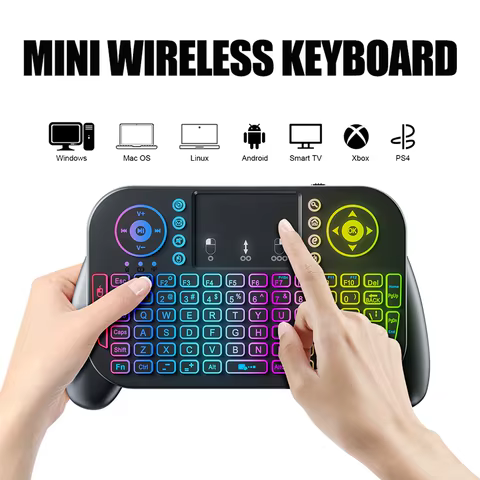 Mini Wireless Keyboard V8 7 Backlit 2.4G Bluetooth Air Mouse Remote Control Touchpad for Android TV Box 8 best sales vape rda - №3