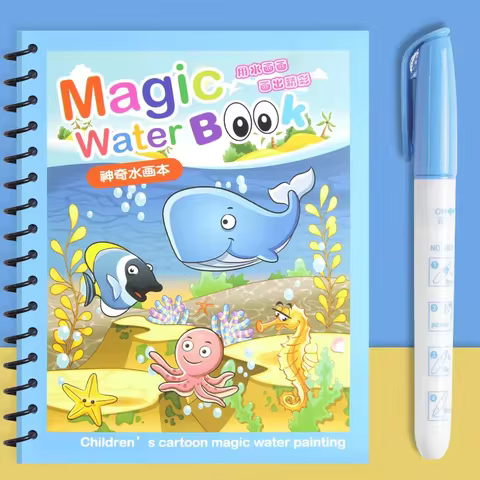 Children Early Education Toys Magical Book with Pen Water Drawing Montessori Toys Gift Reusable Coloring Book Magic Drawing Book 12 best sales photo album 9x13 - №7