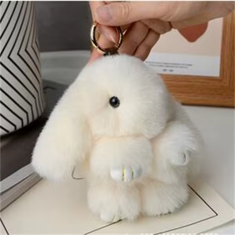 15cm Rabbit Fur Keychain Women Bag Car Key chain Pendant Decoration Jewelry Bags Hangings Accessories Gifts 8 best sales chavero - №8